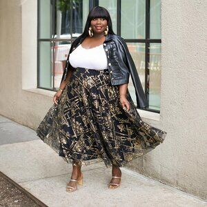 Amazon Making The Cut Designer Plus Size Maxi Skirt with Sequins,  Size 3X